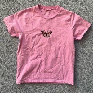 BRANDY MELVILLE PINK BUTTERFLY TEE